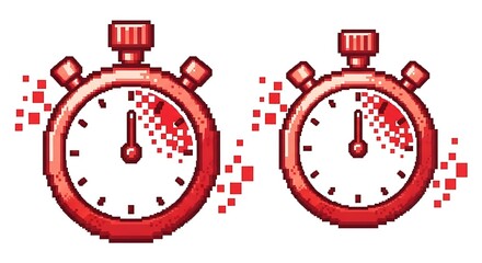 Pixel Art Stopwatch Time Management, Countdown, Timer, Digital Clock, 8-bit