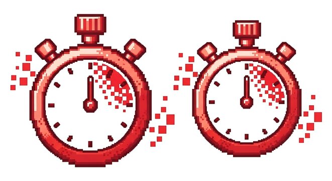 Pixel Art Stopwatch Time Management, Countdown, Timer, Digital Clock, 8-bit - Powered by Adobe