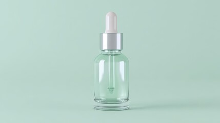Naklejka premium Minimalist design of a transparent dropper bottle with subtle light reflection for cosmetic branding
