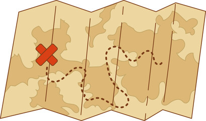 old map items hand drawn illustration