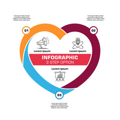 Vector love element for infographic. Template for diagram, graph, presentation. Business concept with 3 options, parts, steps or processes.