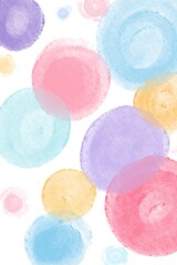 Rainbow Light Pastel Watercolor Circles, Artistic Background for Kids and Printables