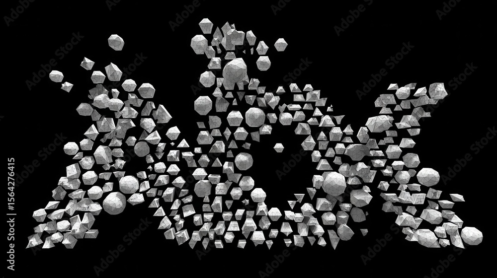 Poster abstract design of various geometric shapes.