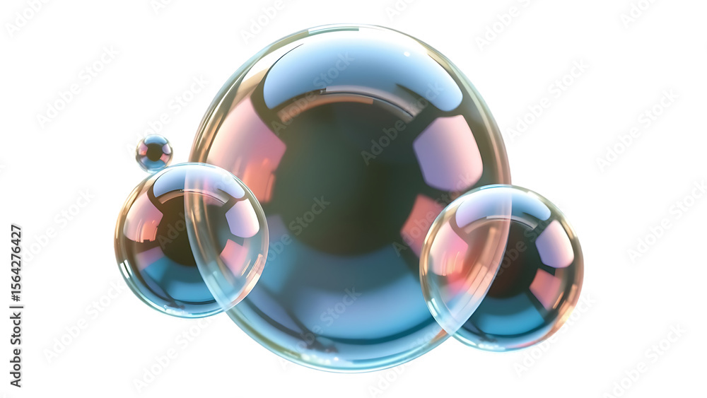 Poster realistic soap foam bubbles isolated on transparent background