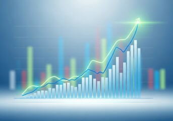 Financial growth chart with upward trend and bar graph