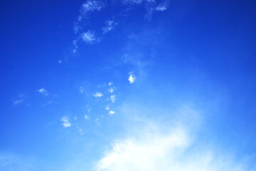 澄んだ青空に散らばる小さなかわいい雲