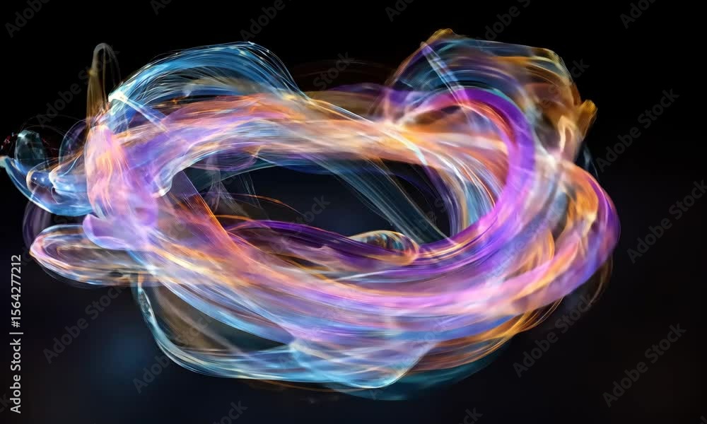 Poster colorful light trails swirl in mesmerizing patterns during nighttime display