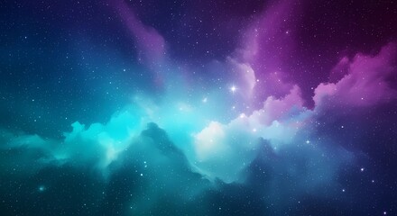 Abstract background of a starry night sky with blue nebula clouds, perfect for cosmic and fantasy illustrations