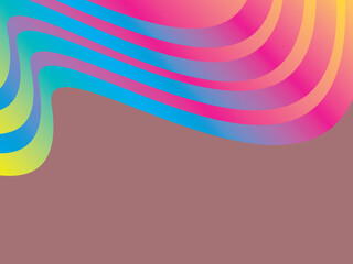Abstract wavy pattern background with dynamically flowing gradations of bright, contrasting colors (orange, pink, purple, blue, green, yellow), interspersed with white lines for a modern and energetic
