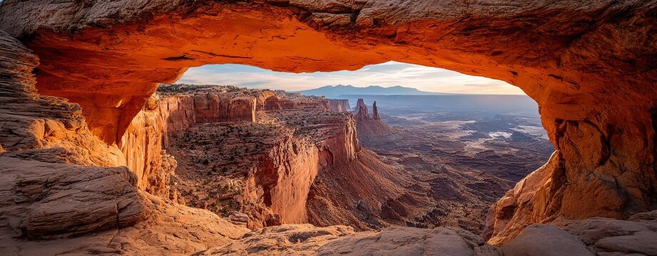 Spectacular Mesa Arch at Sunrise Overlooking Canyonlands National Park, Utah