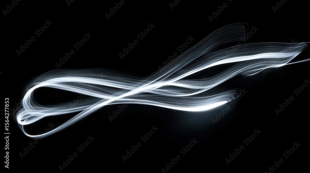 Poster light trails create a flowing design against a black background.
