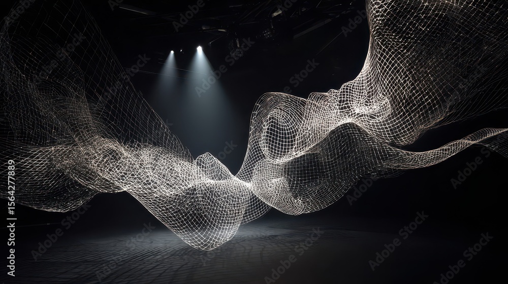 Poster abstract network design with flowing lines.