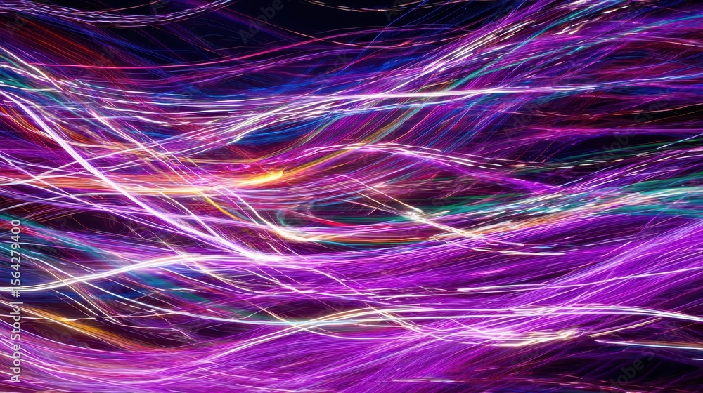 Poster abstract light trails create a vibrant, dynamic design.