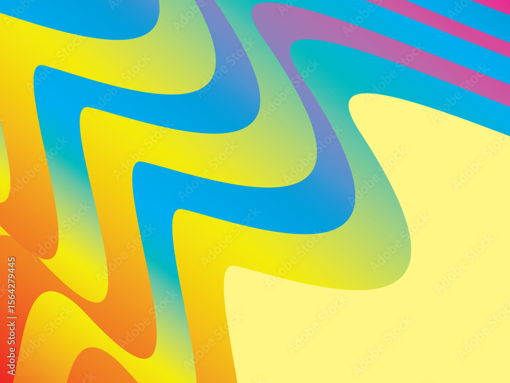 Aufkleber abstract wavy pattern background with dynamically flowing gradations of bright, contrasting colors (