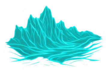 Digital blue waveform mountain-like pattern, representing data visualization on transparent background, signaling technological innovation