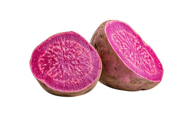 Vibrant pink-fleshed sweet potato halves showcasing rich color and texture ideal for culinary and nutrition-focused photography
