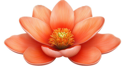 Vibrant Orange Lotus Blossom with Delicate Petals and Intricate Yellow Center on a Transparent Background