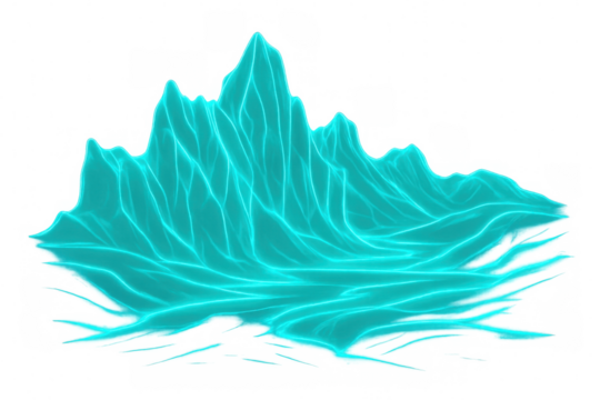 Digital blue waveform mountain-like pattern, representing data visualization on transparent background, signaling technological innovation