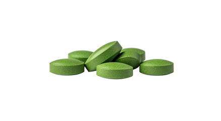 Green Dietary Supplement Tablets on a Black Background for Health and Wellness Concepts and Natural Nutrition Products Display