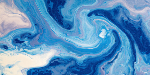Obraz premium Mesmerizing swirl of blue and white marble patterns creates fluid and dynamic texture, evoking sense of calm and creativity. intricate design resembles flowing water or clouds