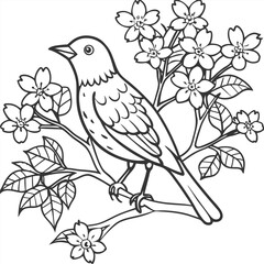 
Hand drawn bird outline illustration