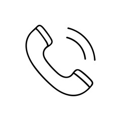 Obraz premium A simple line drawing of a telephone receiver with sound waves emanating from it, indicating a call.