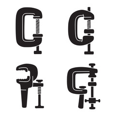 Black and white clamp tools vector illustrations for woodworking and construction projects ready for use.