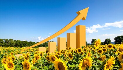 Upward Arrow Over Sunflower Field