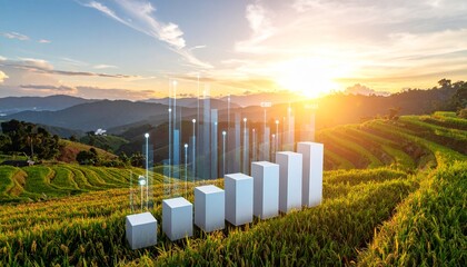 Business Chart in Rice Fields