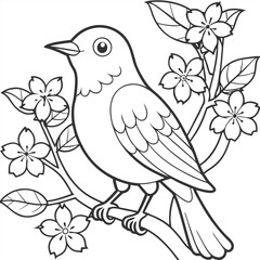 Obraz premium Hand drawn bird outline illustration