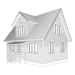 Antique Old Wood House Vector. An Illustration Of a Vintage Retro Old Residential House Isolated On A White Background.
