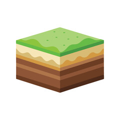 Isometric Cross-Section of Soil Layers - Geologic Ground Diagram Vector