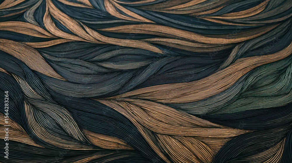 Poster intricate abstract design with flowing lines of color.