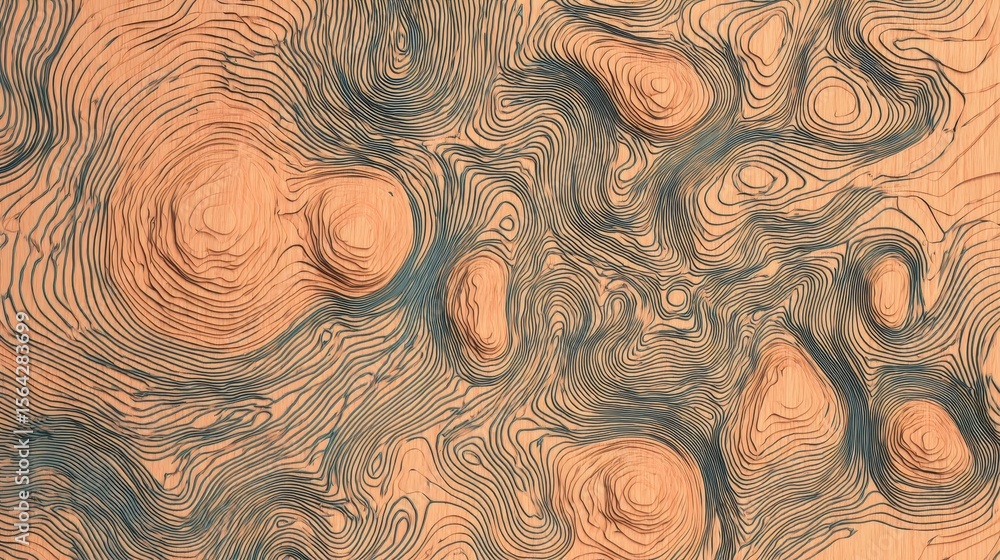 Poster abstract topographic map design with swirling lines.