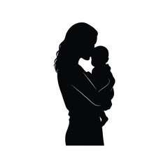 Loving Mother and Baby Silhouette Vector - Maternal Bond Illustration