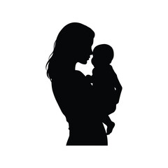 Loving Mother and Baby Silhouette Vector - Maternal Bond Illustration