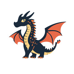 My Simple flat 2D illustration of a icon dragon isolated on a white background, vector 2D design, icon, flat 2d illustration art, My vector design