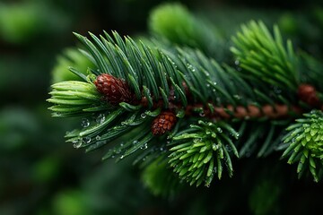 a green Christmas tree twig nearby