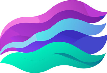 Abstract watercolour waves texture, blended neon gradient (teal to purple), digital background with white background.
