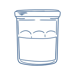 Original illustration of a hand-drawn, minimalist, empty glass jar with a tight-fitting lid. For jams, pickles, honey, and graphic design.