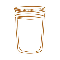Original illustration of a hand-drawn, minimalist, empty glass jar with a tight-fitting lid. For jams, pickles, honey, and graphic design.