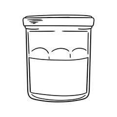 Original illustration of a hand-drawn, minimalist, empty glass jar with a tight-fitting lid. For jams, pickles, honey, and graphic design.