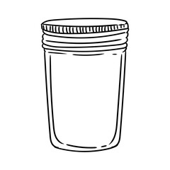 Original illustration of a hand-drawn, minimalist, empty glass jar with a tight-fitting lid. For jams, pickles, honey, and graphic design.