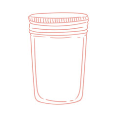 Original illustration of a hand-drawn, minimalist, empty glass jar with a tight-fitting lid. For jams, pickles, honey, and graphic design.