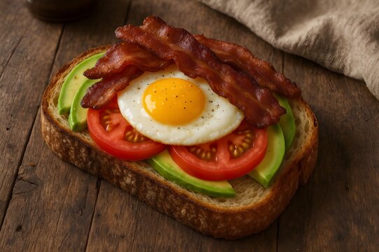 fried eggs with bacon and tomatoes