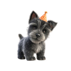 Adorable Cairn Terrier Puppy Wearing a Party Hat