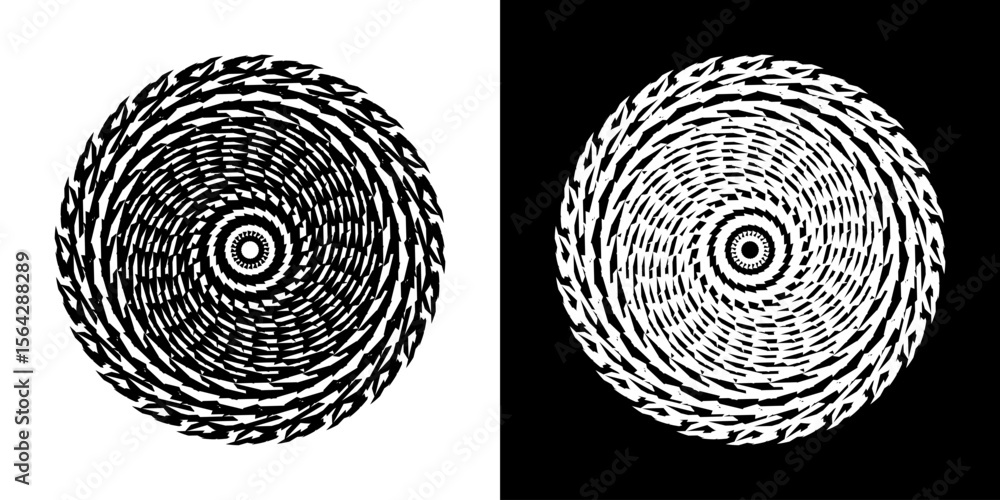 Fototapete abstract background with line pattern forming circle. spiral art design as logo or icon. black lines