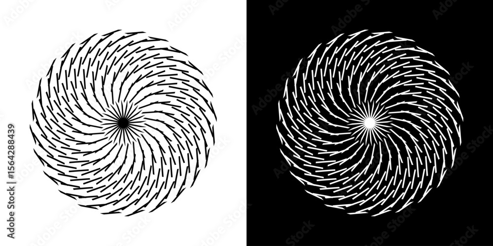 Fototapete abstract background with line pattern forming circle. spiral art design as logo or icon. black lines