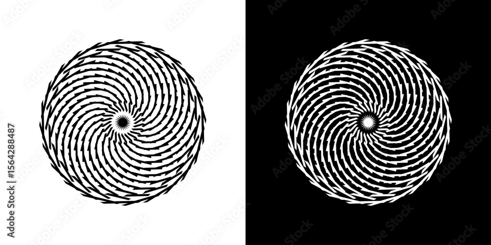 Fototapete abstract background with line pattern forming circle. spiral art design as logo or icon. black lines