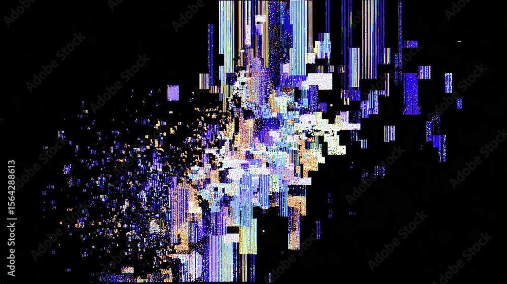 Aufkleber a digital glitch art design with pixelated patterns.
